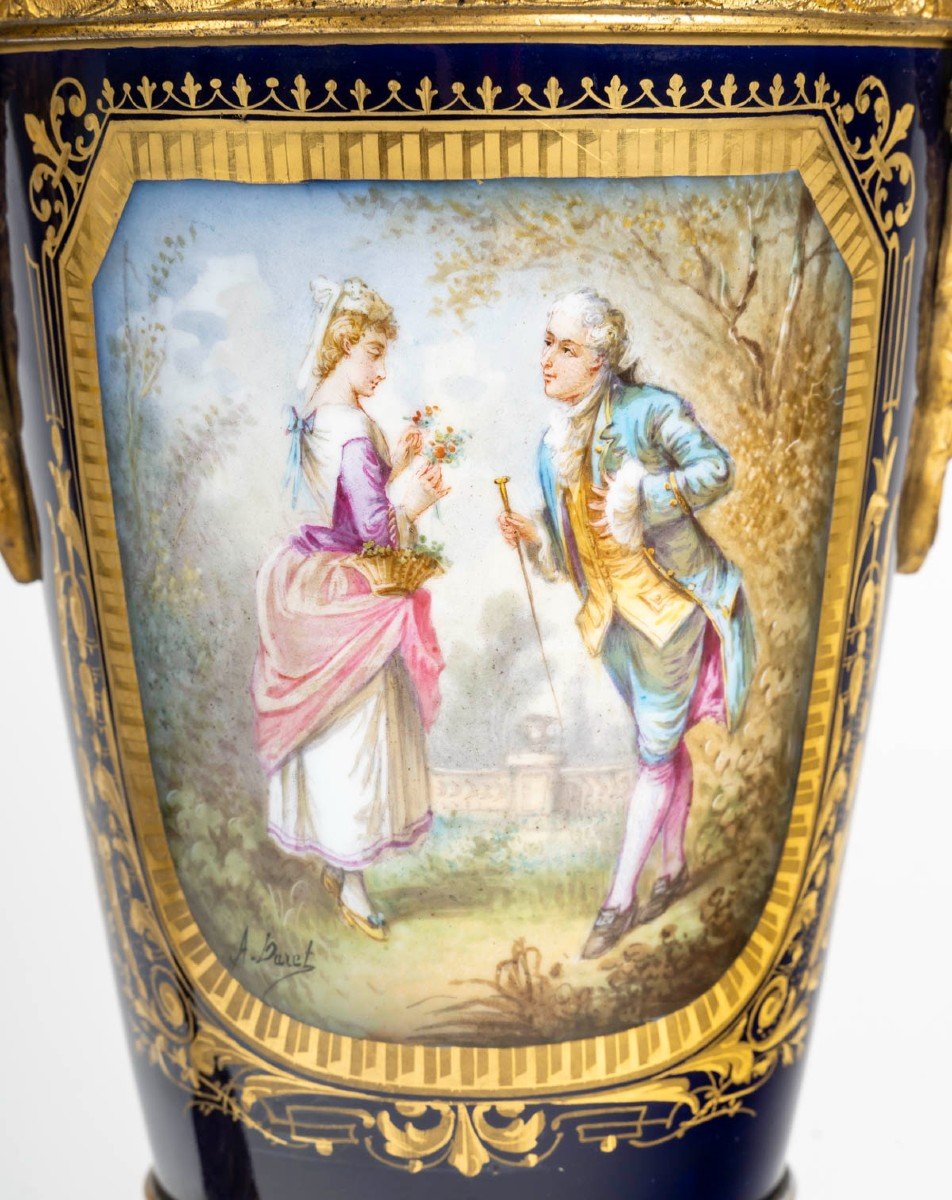 Pair Of Covered Vases In Sevres Porcelain.-photo-2