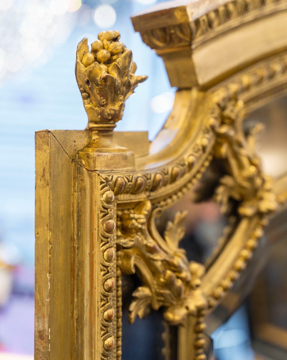 Large 19th Century Gilded Mirror With Beading.-photo-4