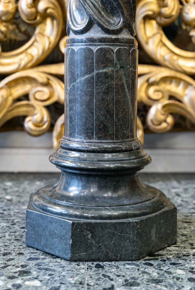 Colonne En Marbre Vert à Plateau Tournant début 20ème-photo-1