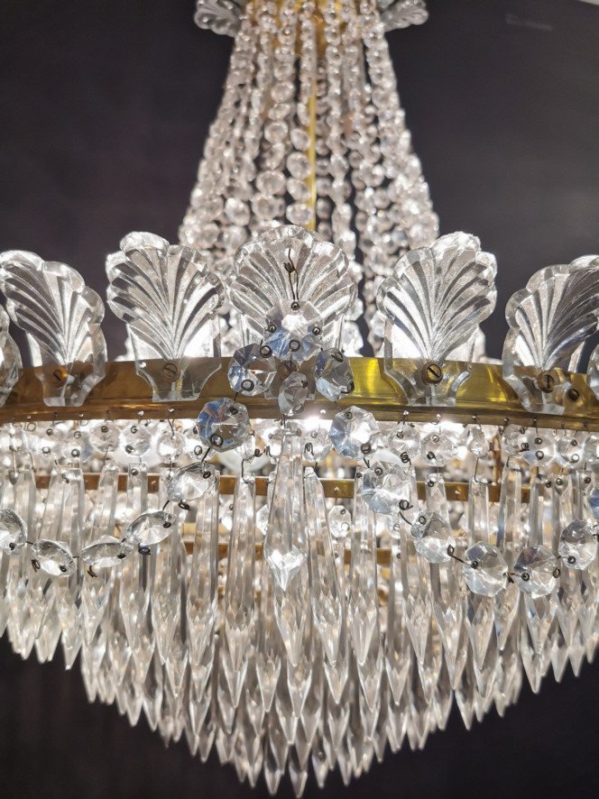 Baccarat Style Crystal Chandelier, Early 20th Century.-photo-3