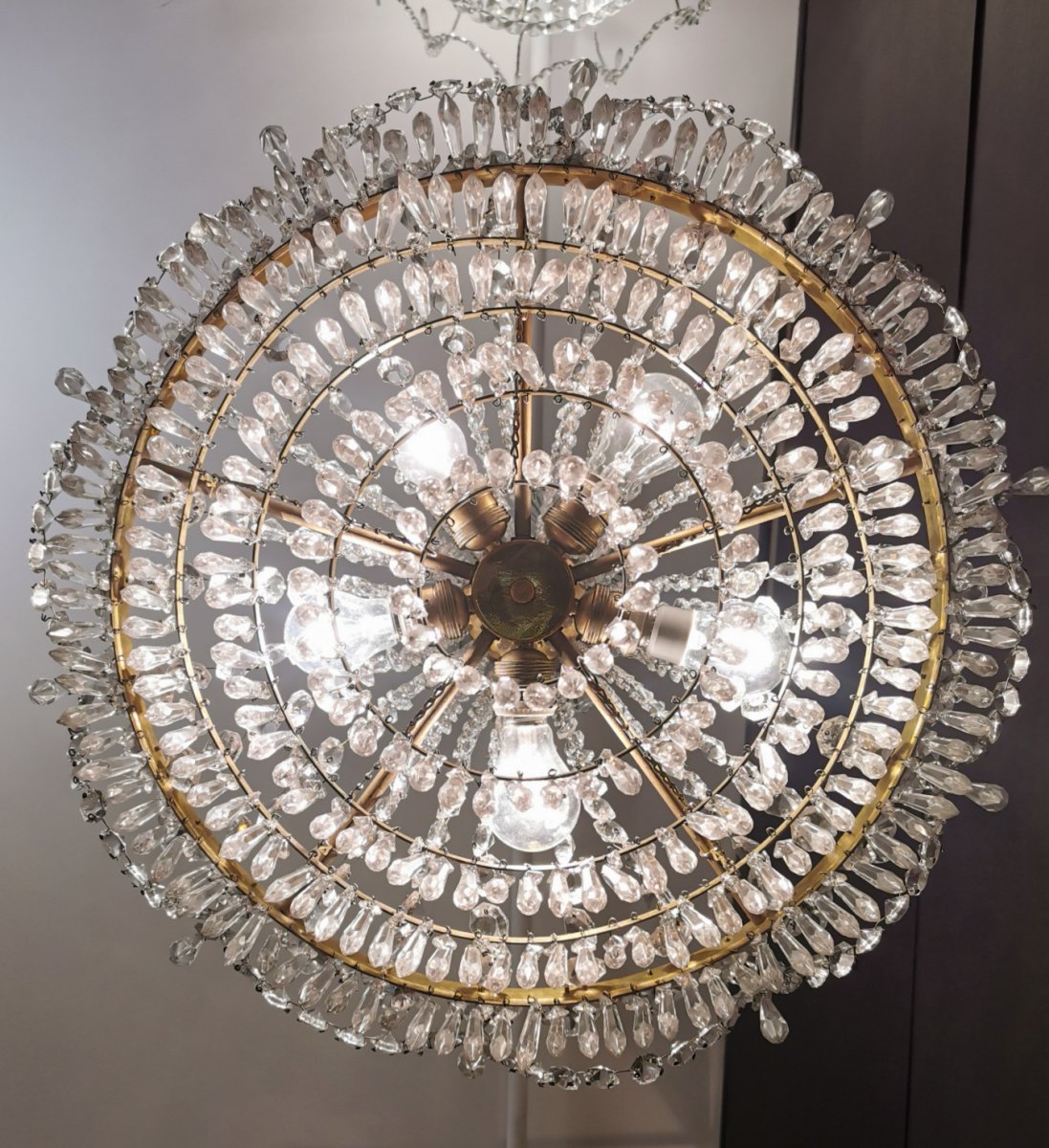 Baccarat Style Crystal Chandelier, Early 20th Century.-photo-4