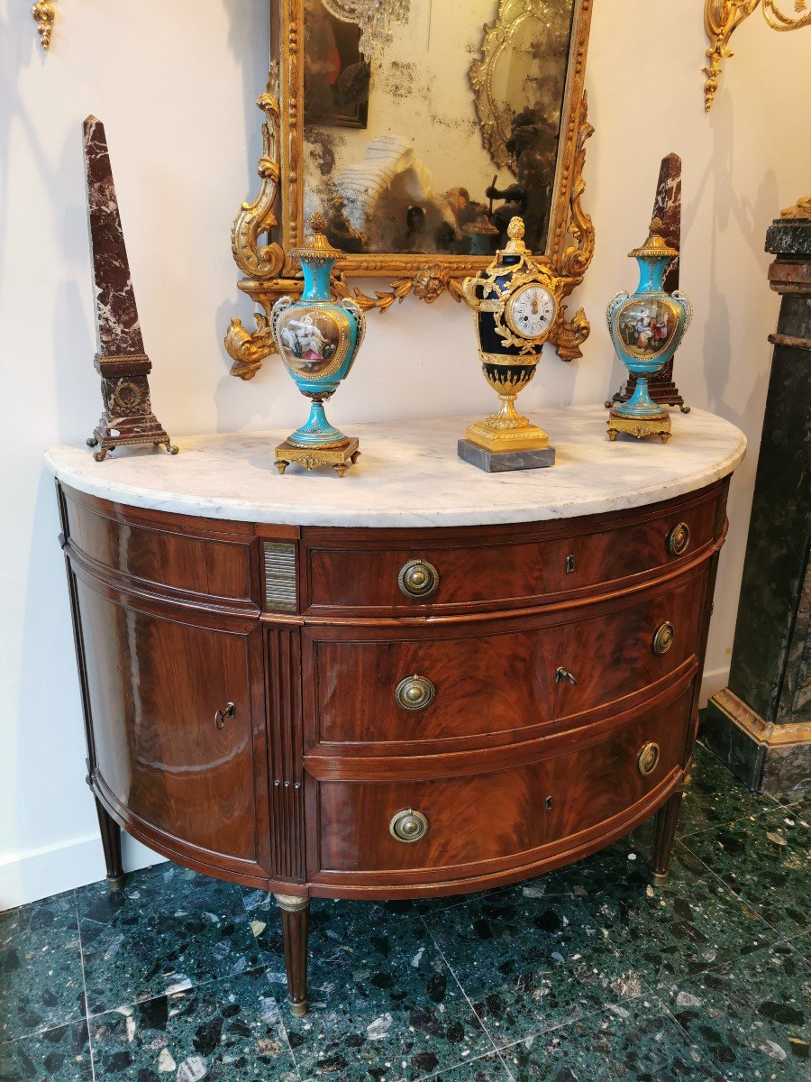 Half-moon Chest Of Drawers, Doors, Mahogany, Lxvi Period-photo-3