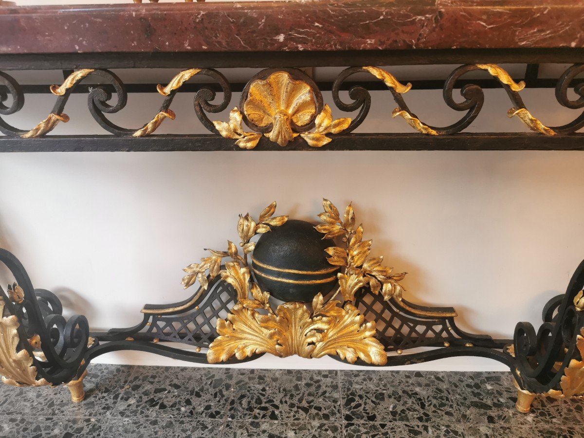 "Grande Console En Fer Forgé De Style Louis XVI De La Fin Du 19ème Siècle."-photo-6