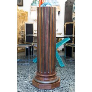 Louis XVI Style Wooden And Brass Column From The 19th Century.