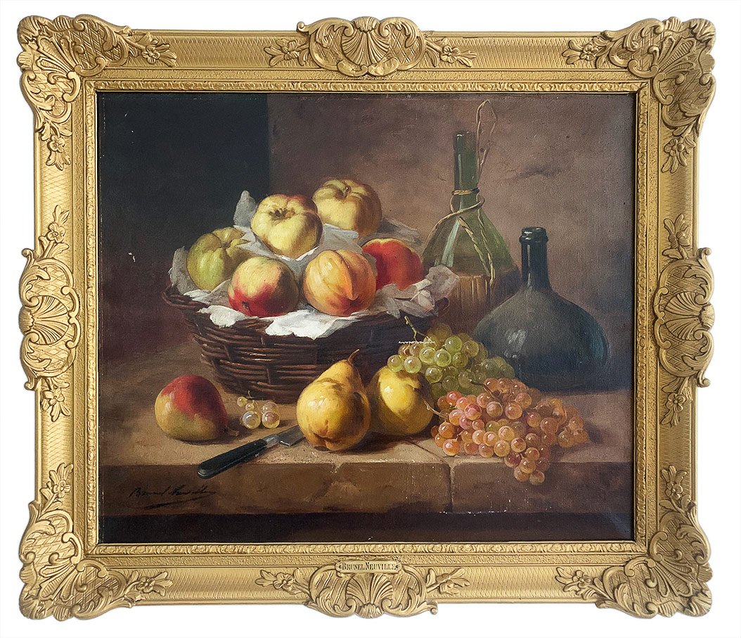 Alfred Brunel De Neuville "still Life With Fruit