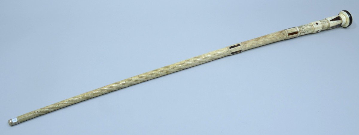 19th Century Sailor's Cane In Walrus, Whale Bone And Tortoise Shell-photo-3