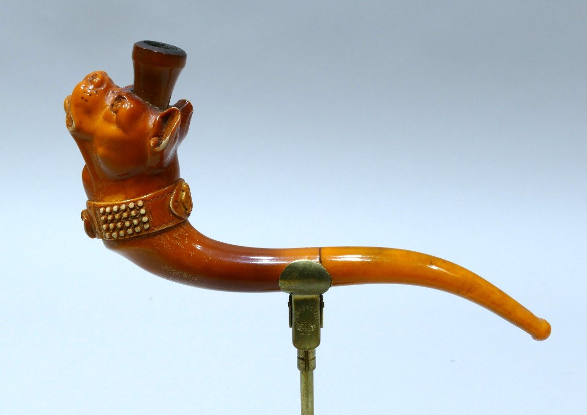 Meerschaum Cigarette Holder Representing A Cane Corso With A Large Collar