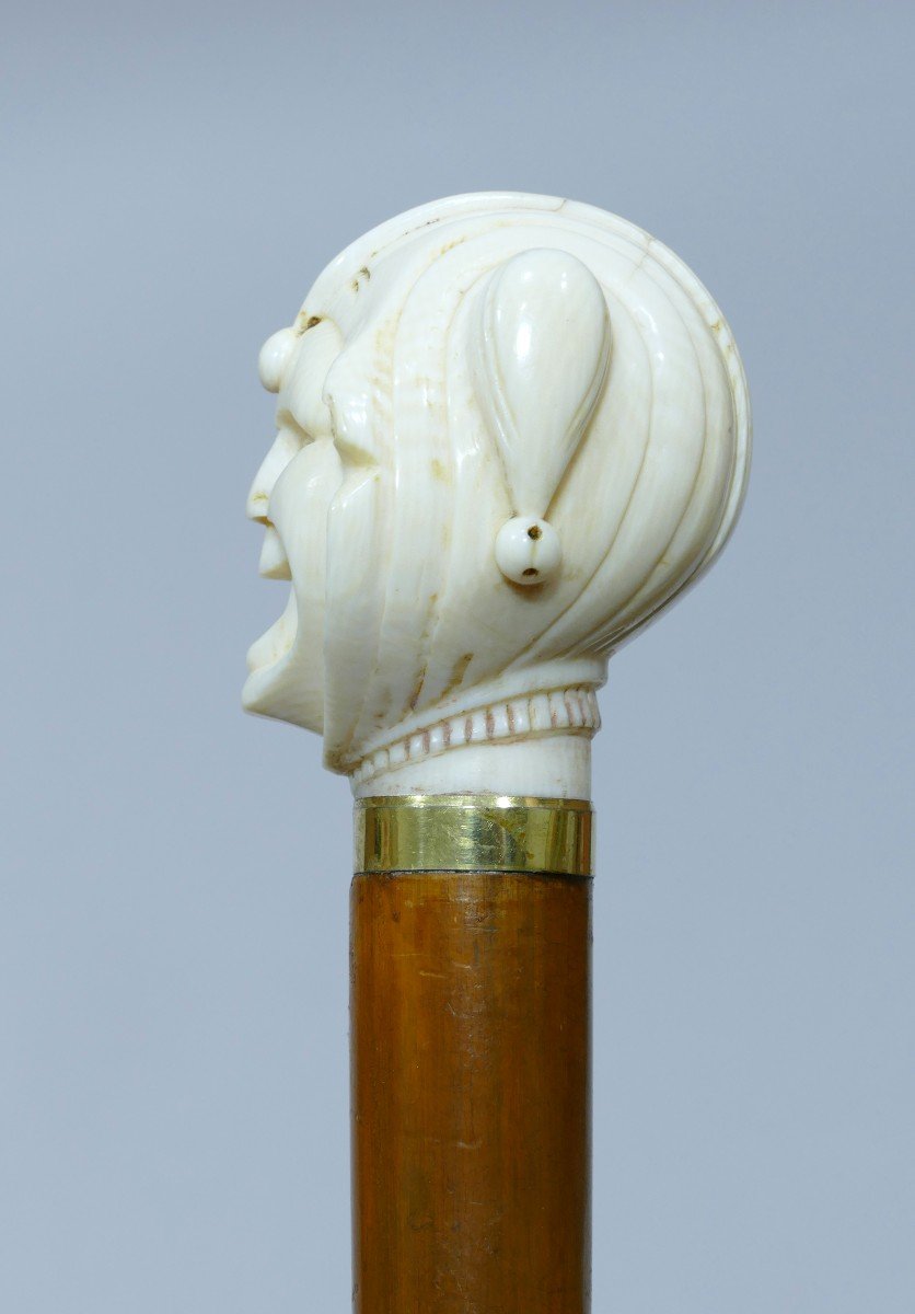 Collectible Cane With Ivory Handle Representing A King's Jester-photo-2