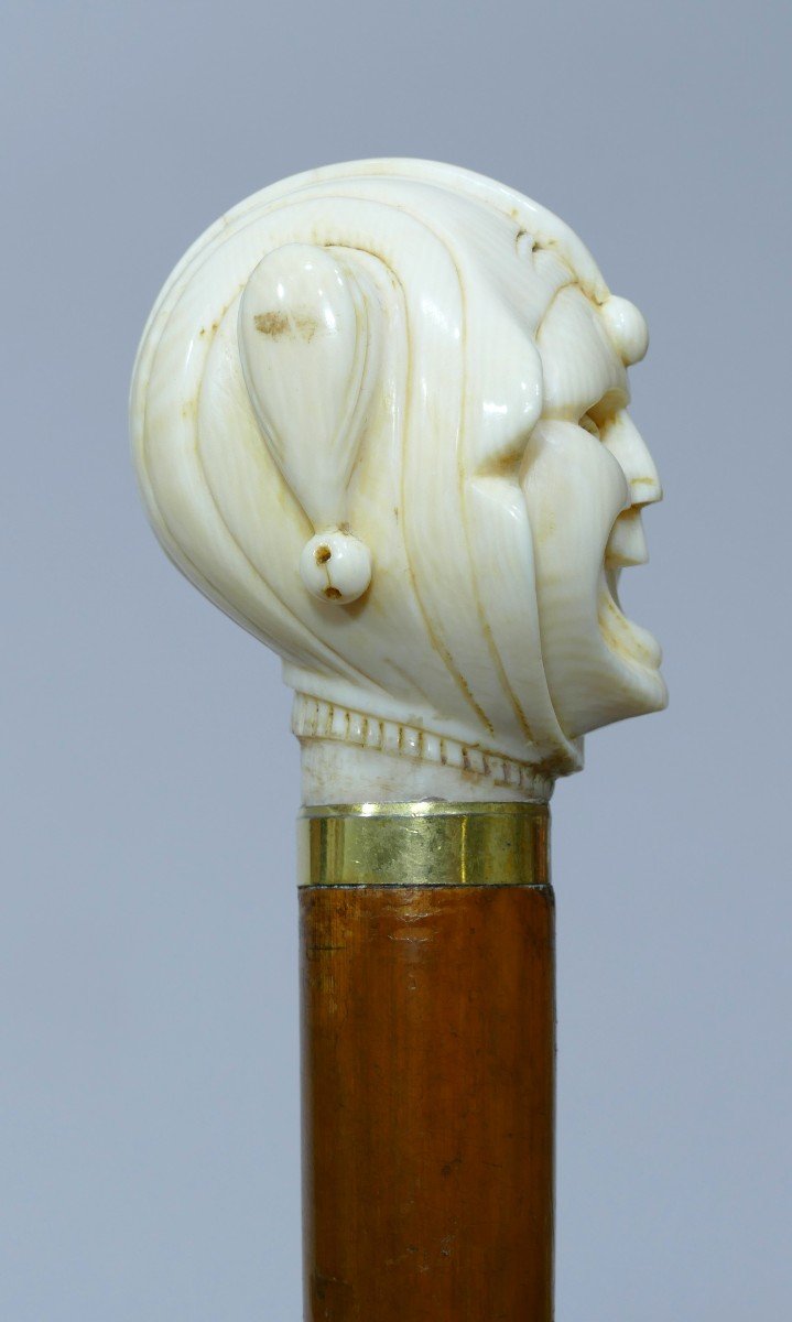 Collectible Cane With Ivory Handle Representing A King's Jester-photo-4