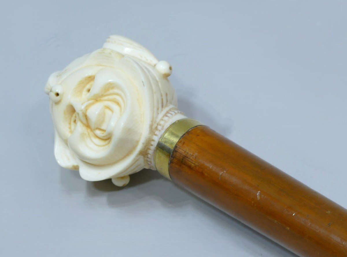 Collectible Cane With Ivory Handle Representing A King's Jester-photo-3