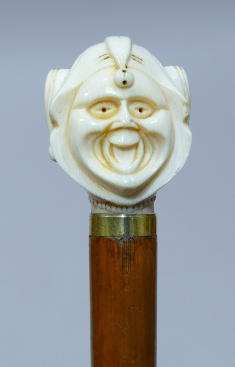 Collectible Cane With Ivory Handle Representing A King's Jester