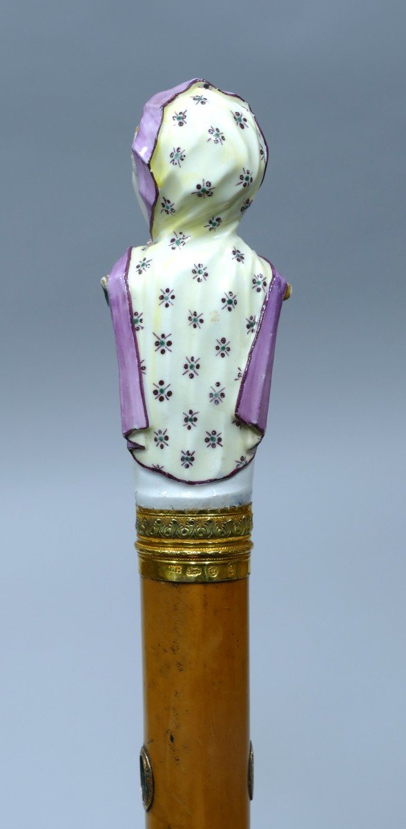 Cane From The Ludwigsburg Manufactory Dated To Around 1770 Depicting A Bust Of A Woman-photo-3