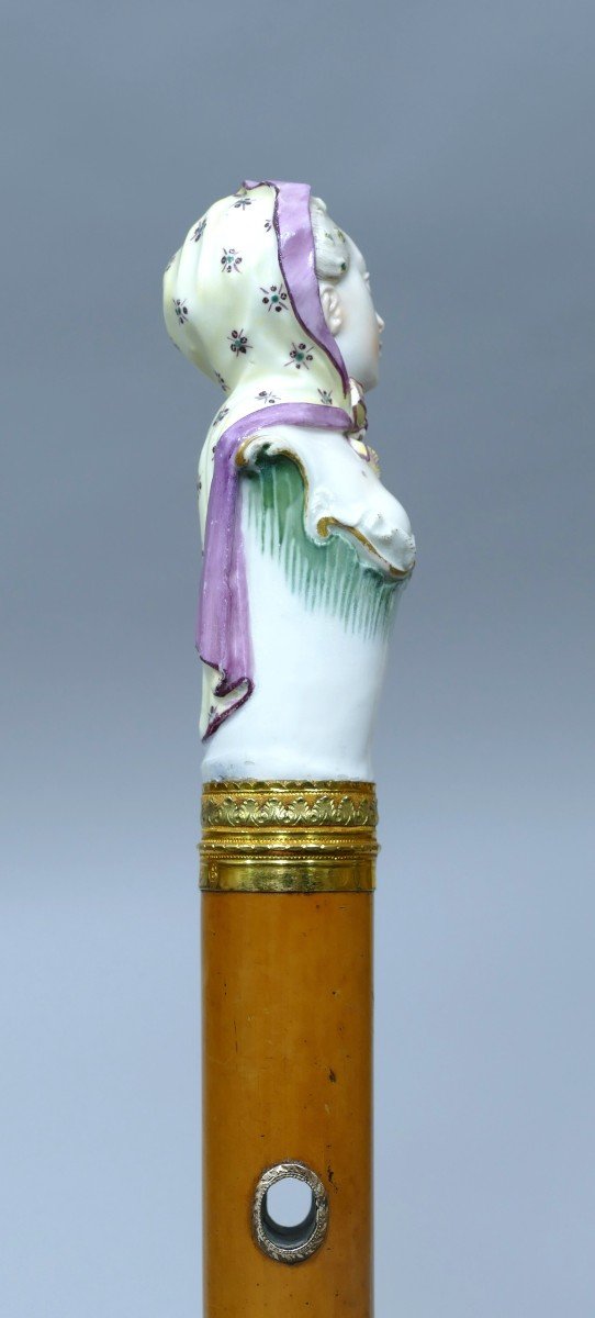 Cane From The Ludwigsburg Manufactory Dated To Around 1770 Depicting A Bust Of A Woman-photo-4