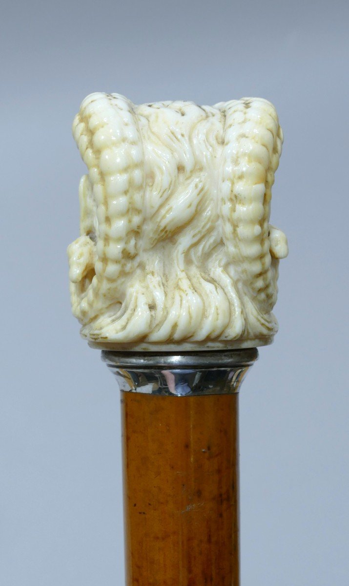 19th Century Collectible Cane With Powerful Handle Representing A Faun-photo-3