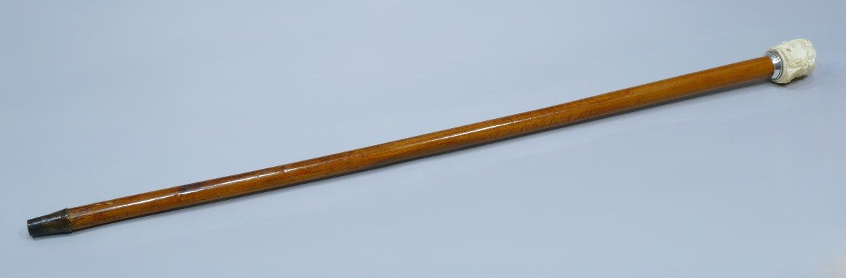 19th Century Collectible Cane With Powerful Handle Representing A Faun-photo-2