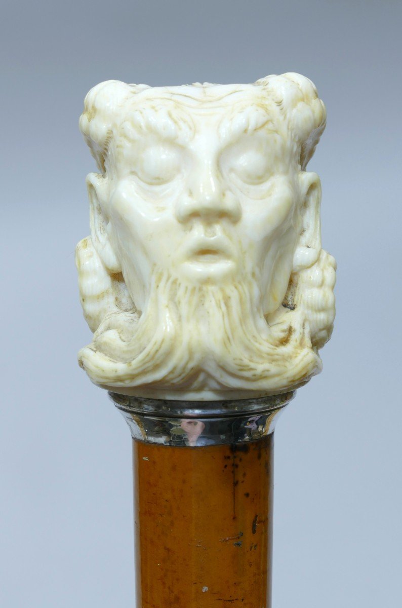 19th Century Collectible Cane With Powerful Handle Representing A Faun