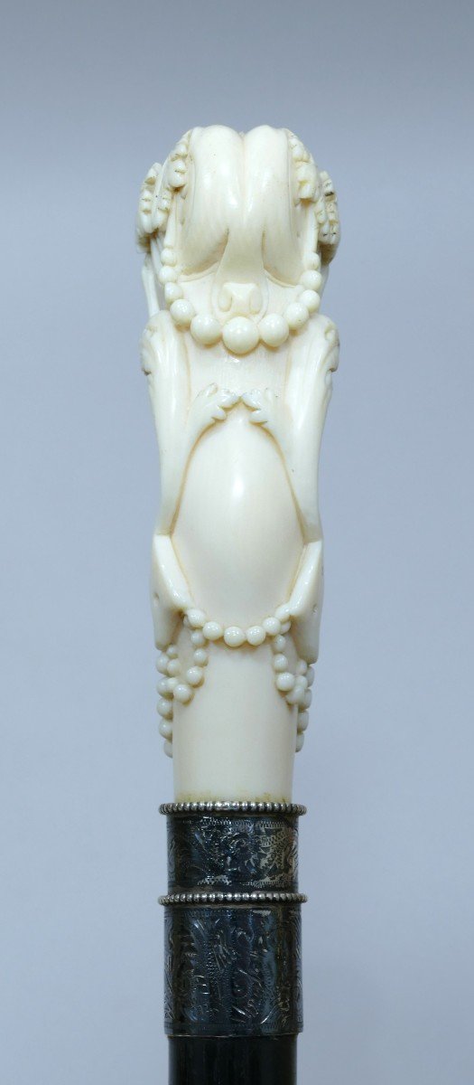 Collectible Cane With Superb Handle Representing A Woman With Her Tiara-photo-4