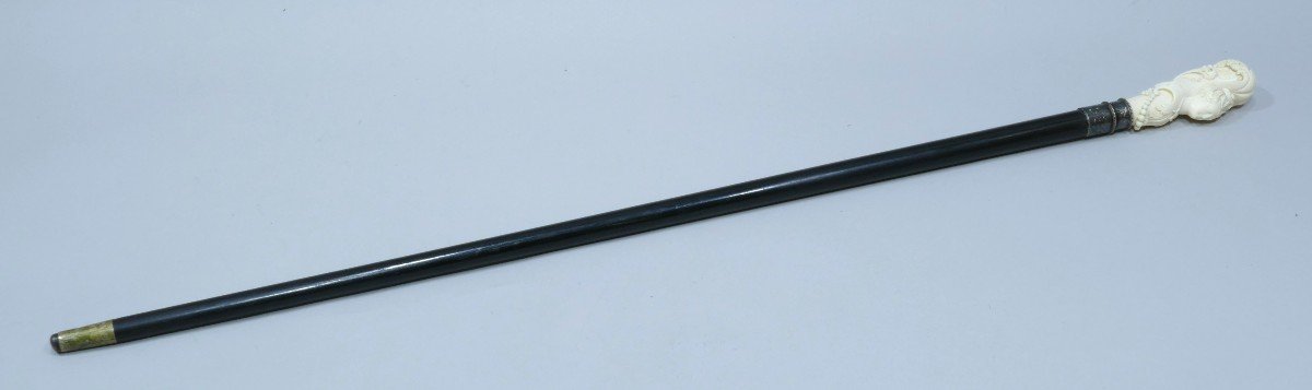 Collectible Cane With Superb Handle Representing A Woman With Her Tiara-photo-4