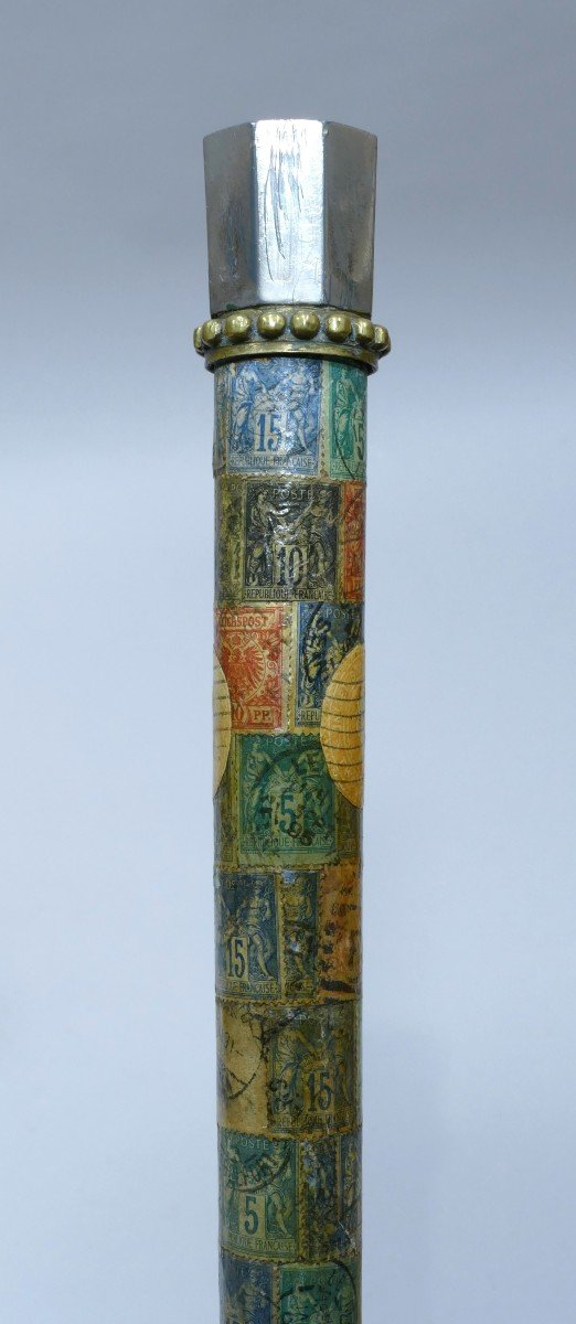 Collectible Postman's Cane With Stamps Glued Along The Shaft-photo-2