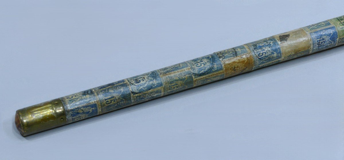 Collectible Postman's Cane With Stamps Glued Along The Shaft-photo-3