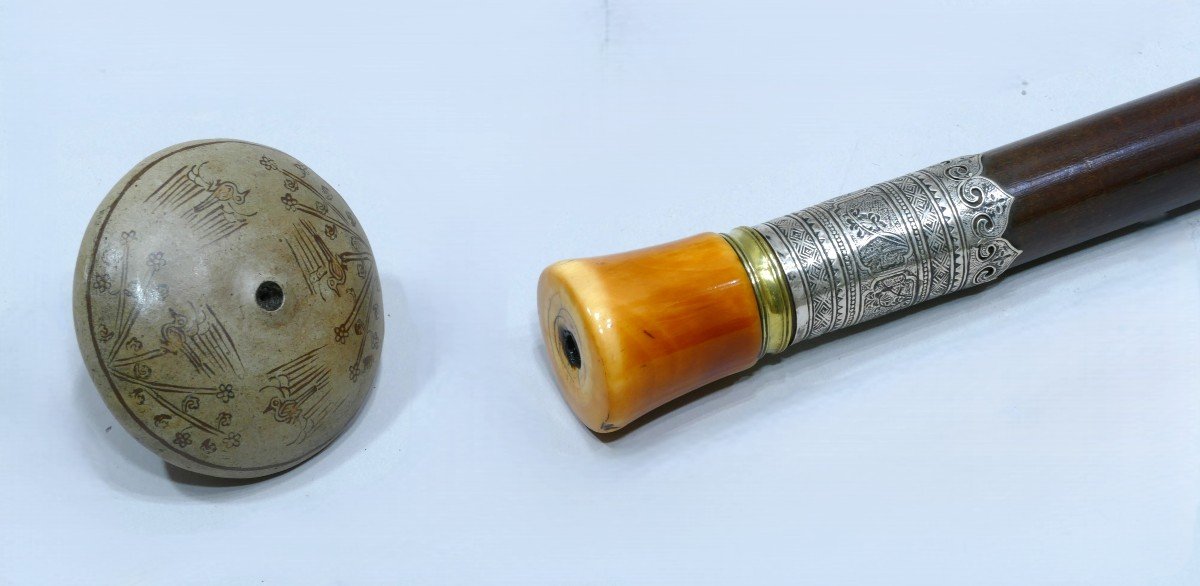 Long Bamboo Opium Pipe Dated 19th Century-photo-2