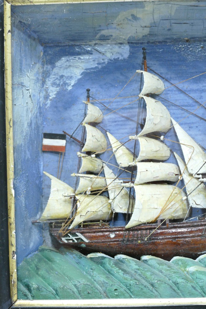 Polychrome Miniature Marine Diorama Dated To The End Of The 19th Century-photo-3