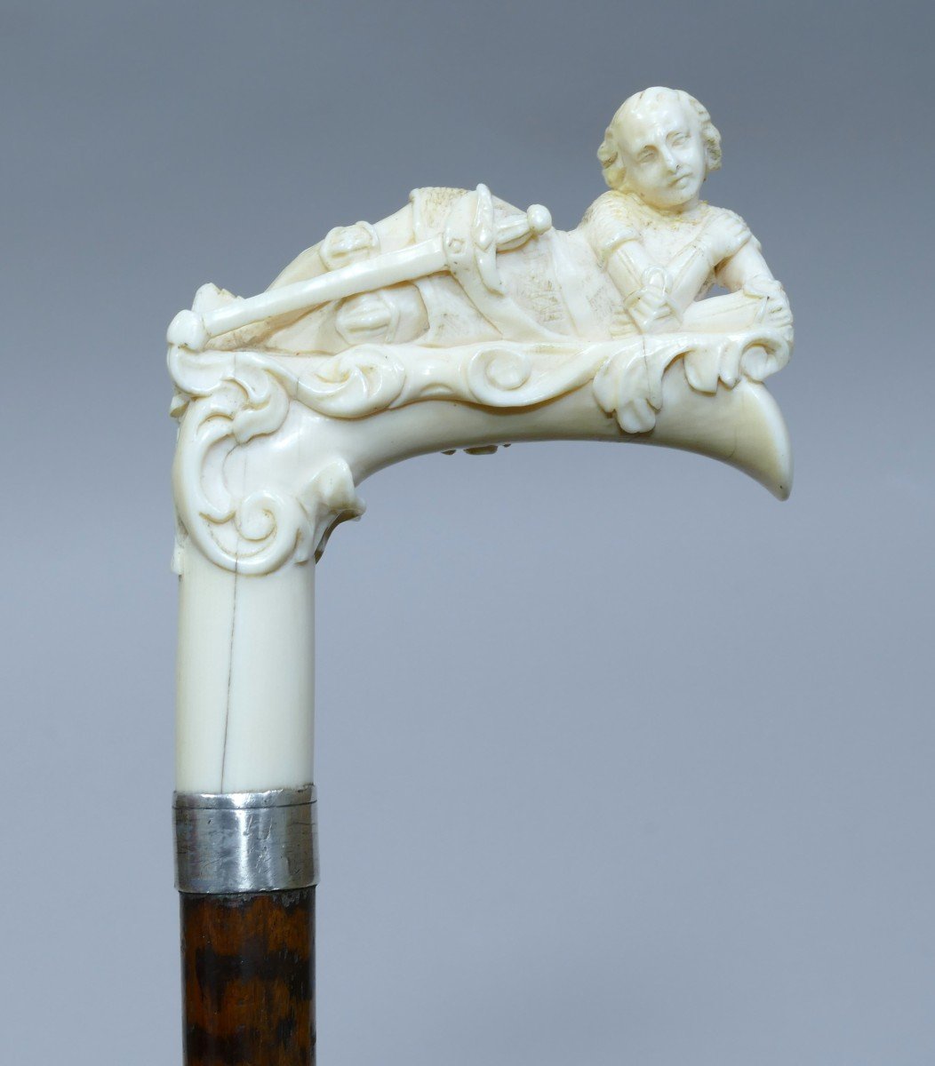 Collectible Cane With Handle Representing Joan Of Arc Reclining