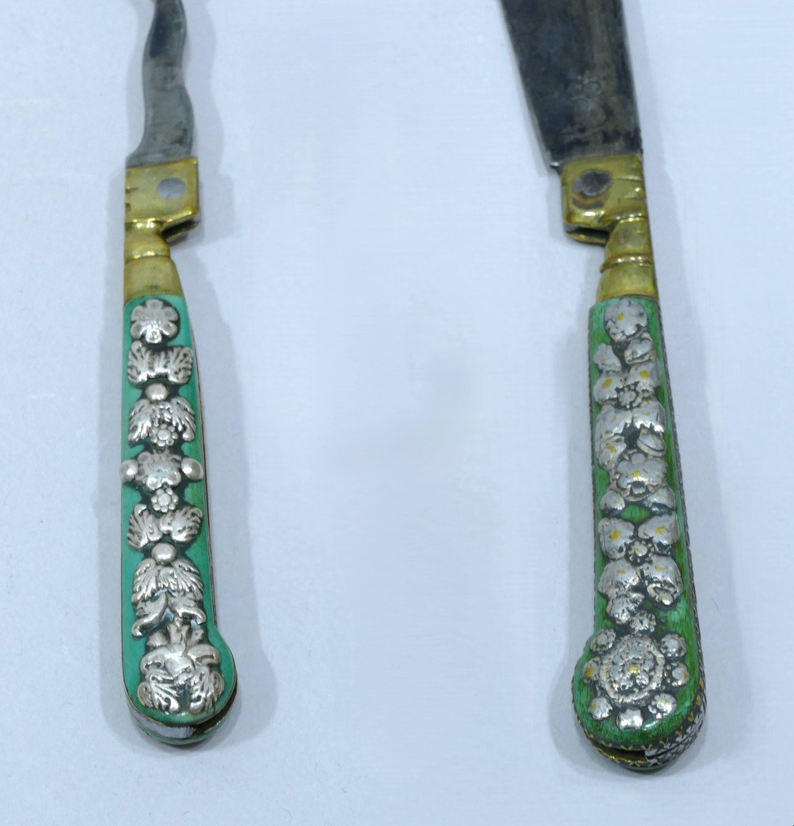 Pair Of Folding Cutlery In Tinted Bone Dated To The 18th Century-photo-4