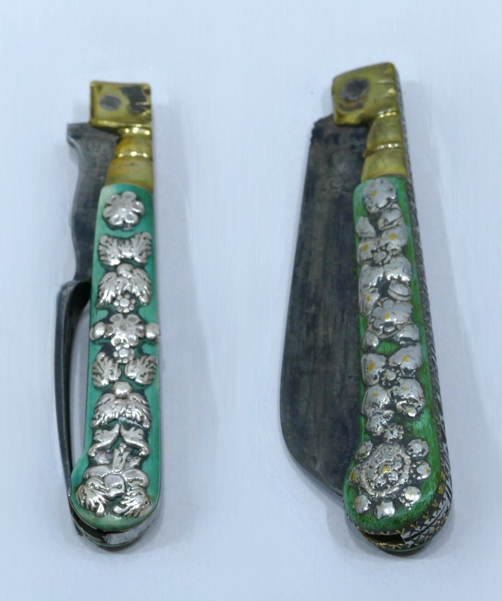 Pair Of Folding Cutlery In Tinted Bone Dated To The 18th Century-photo-3