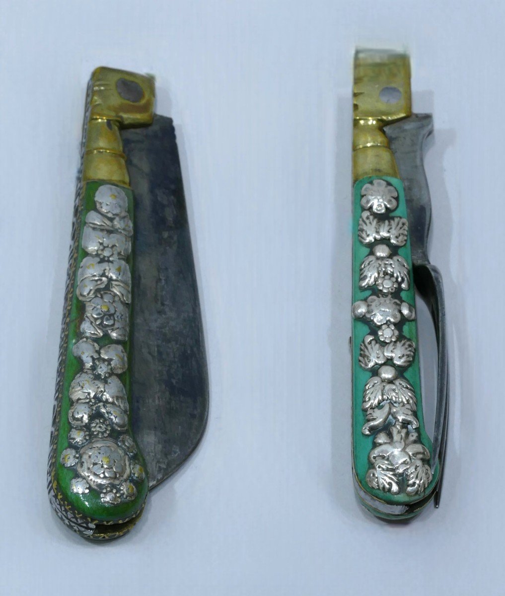 Pair Of Folding Cutlery In Tinted Bone Dated To The 18th Century-photo-4