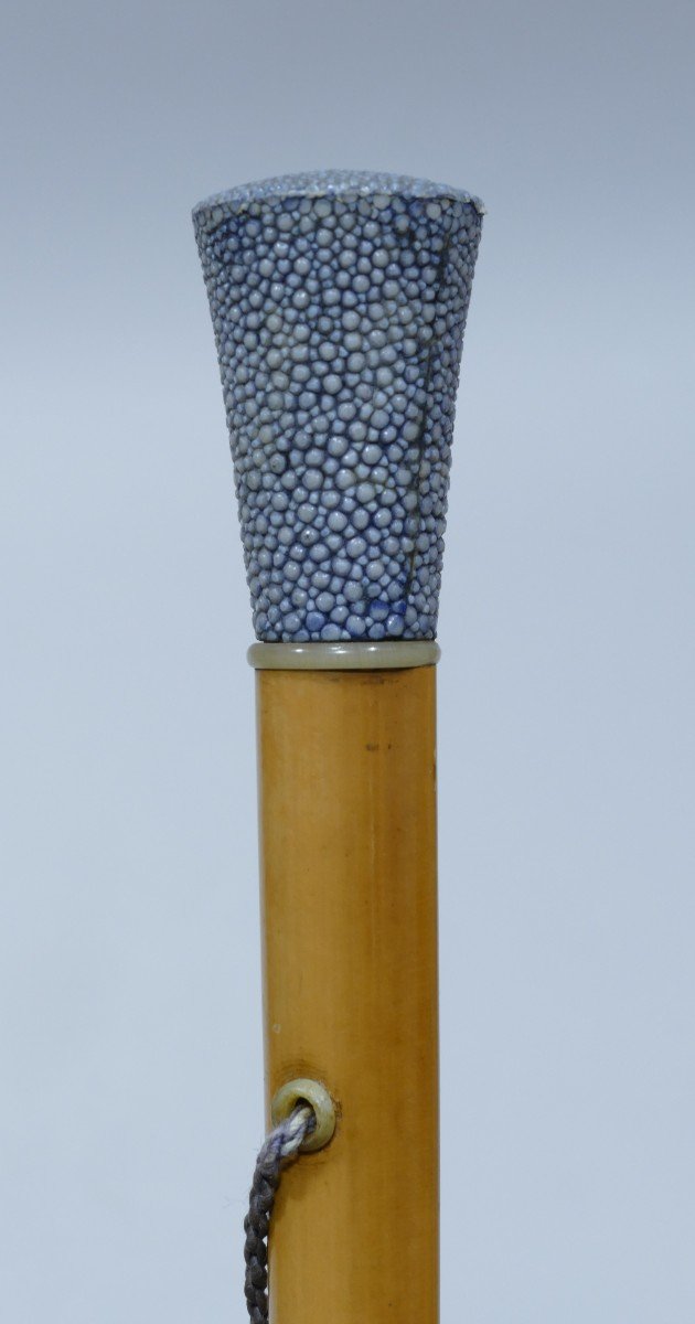 Elegant Art Deco Cane With Blue/grey Stingray Handle-photo-3