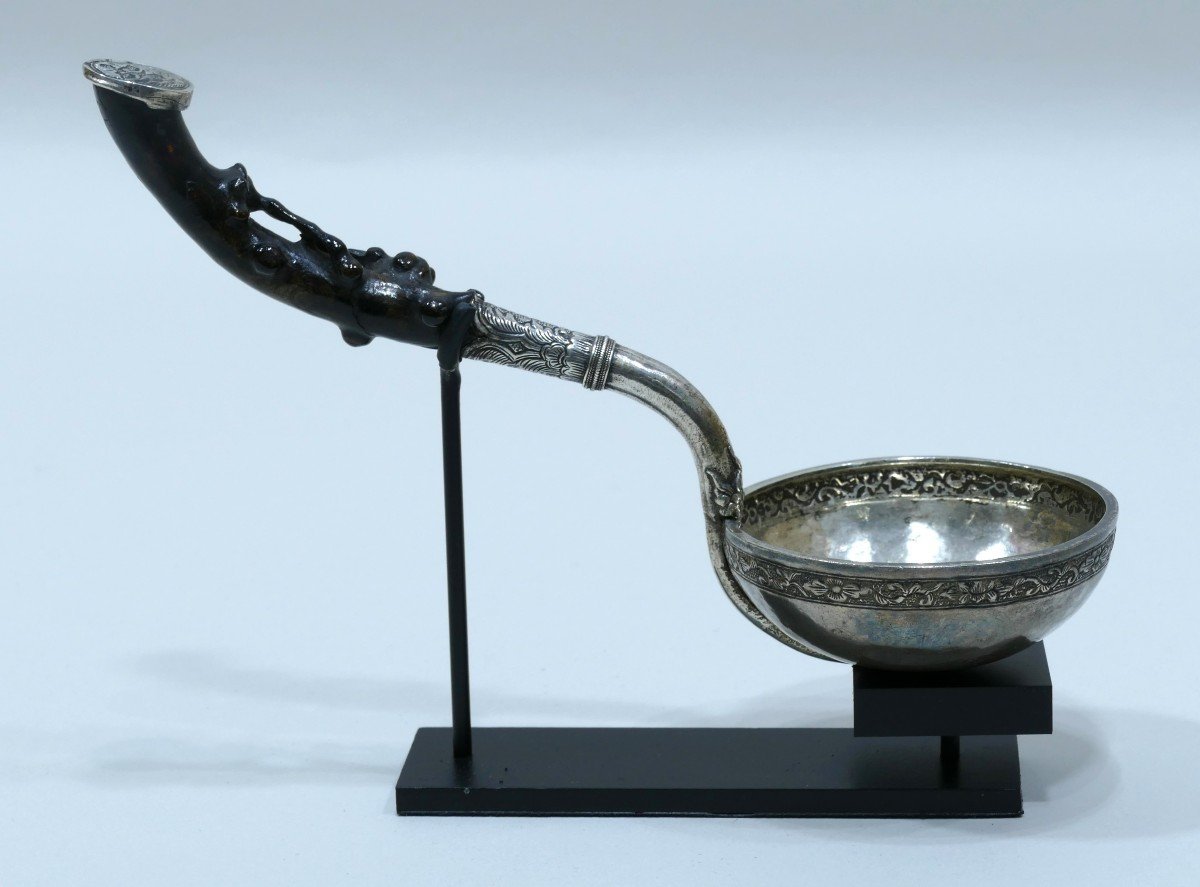 Silver Ladle With Natural Wood Handle Dated To The End Of The 18th Century-photo-2