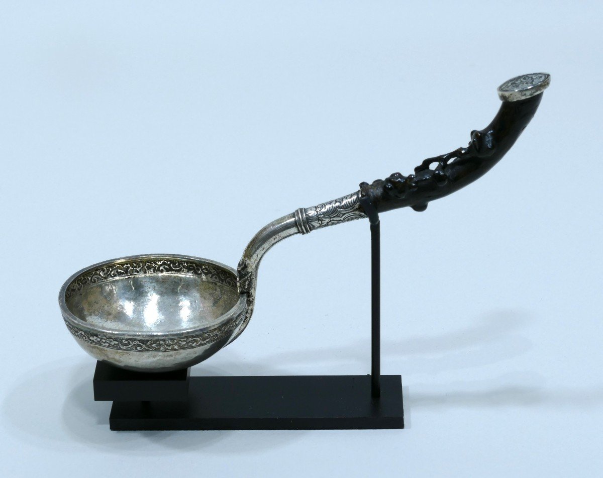 Silver Ladle With Natural Wood Handle Dated To The End Of The 18th Century-photo-3