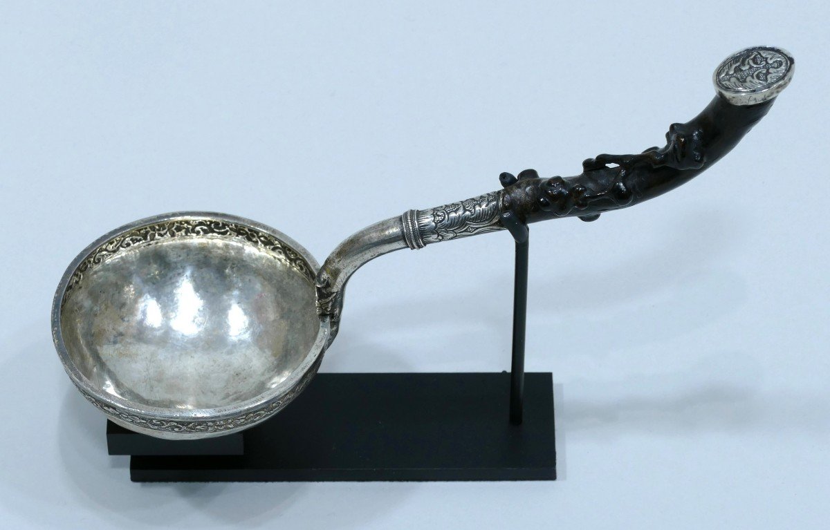 Silver Ladle With Natural Wood Handle Dated To The End Of The 18th Century-photo-4