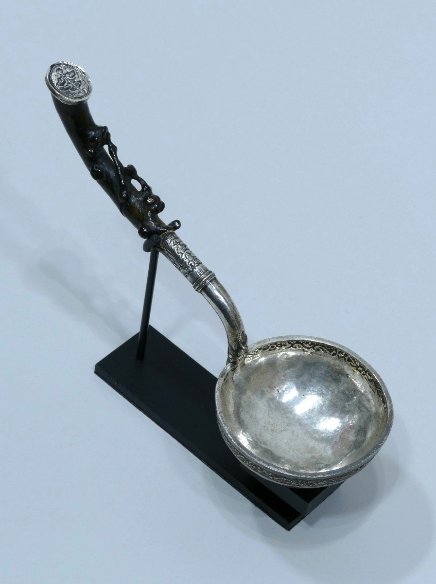 Silver Ladle With Natural Wood Handle Dated To The End Of The 18th Century-photo-1