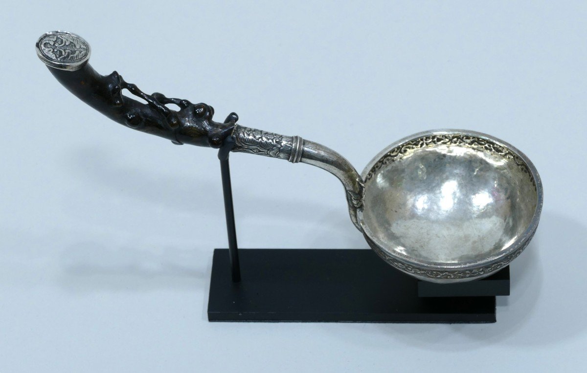 Silver Ladle With Natural Wood Handle Dated To The End Of The 18th Century