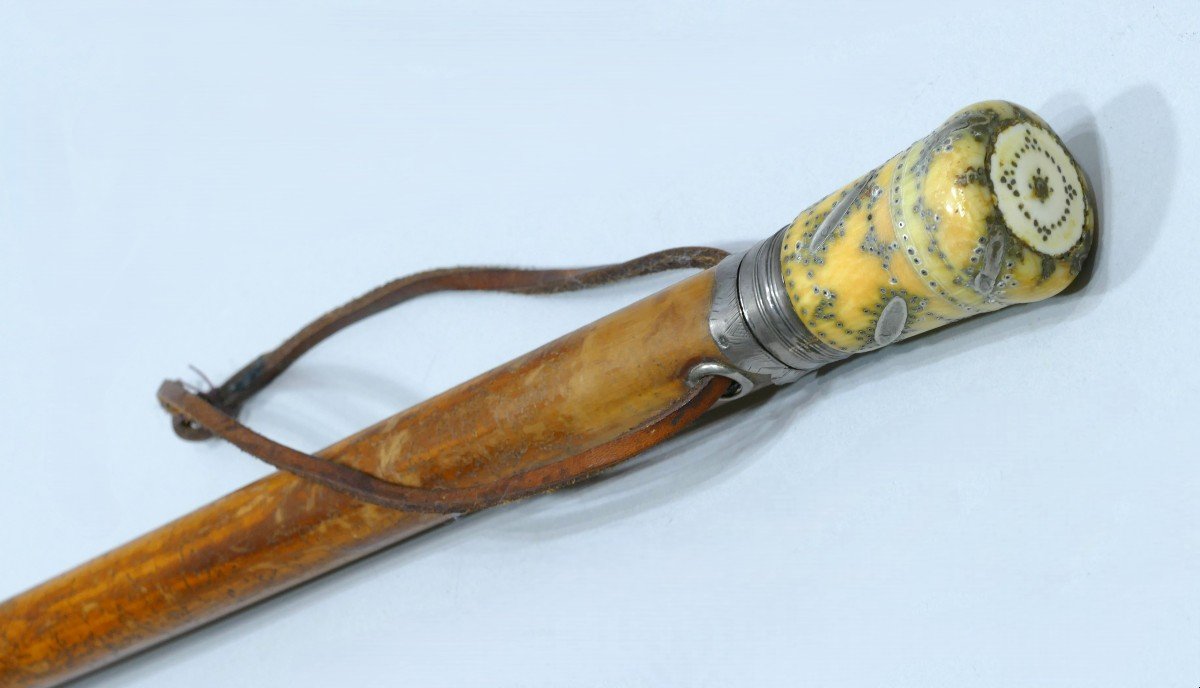 Lady's Gadget Cane In Ivory Piqué Dating From The 18th Century-photo-2