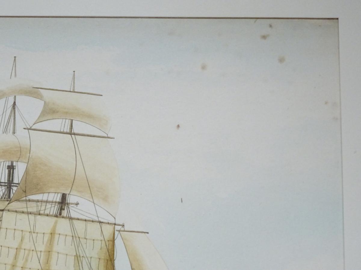 Watercolor Tartane Commerce Attributed To Mathieu Roux Fils-photo-6