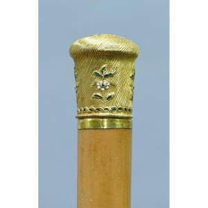 Precious Cane With Enameled Gold Handle Datable Circa 1850/70