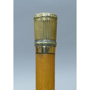 Great Cane With Handle In Two Gold Datable From The 18th Century