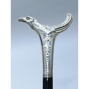 Collectible Cane With Silver Handle Representing A Bird - Art Nouveau Period