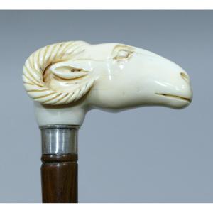 Collectible Cane With Handle Representing A Goat's Head (rare Theme)