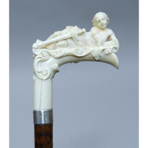 Collectible Cane With Handle Representing Joan Of Arc Reclining