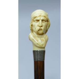 Collectible Cane With Handle Representing The Gallic Chief Vercingetorix