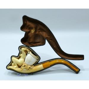 Meerschaum Pipe Representing A Young African Girl Signed Gbd In Paris