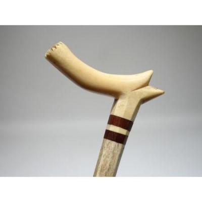 19th Century Collection Marine Cane In  Whalebone And Wood