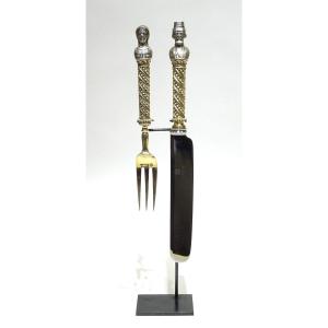 Ceremonial Cutlery Representing A Couple Of Moujiks - Moscow 1875