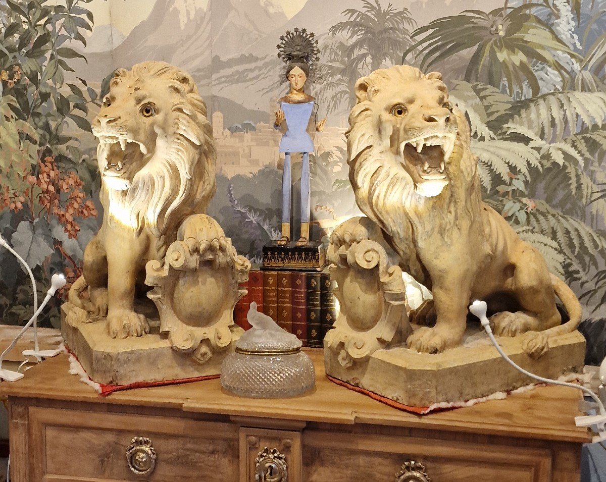 Pair Of Terracotta Lions -photo-4