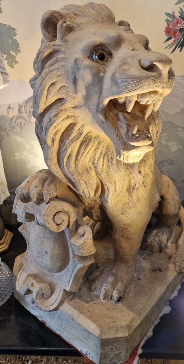 Pair Of Terracotta Lions -photo-3