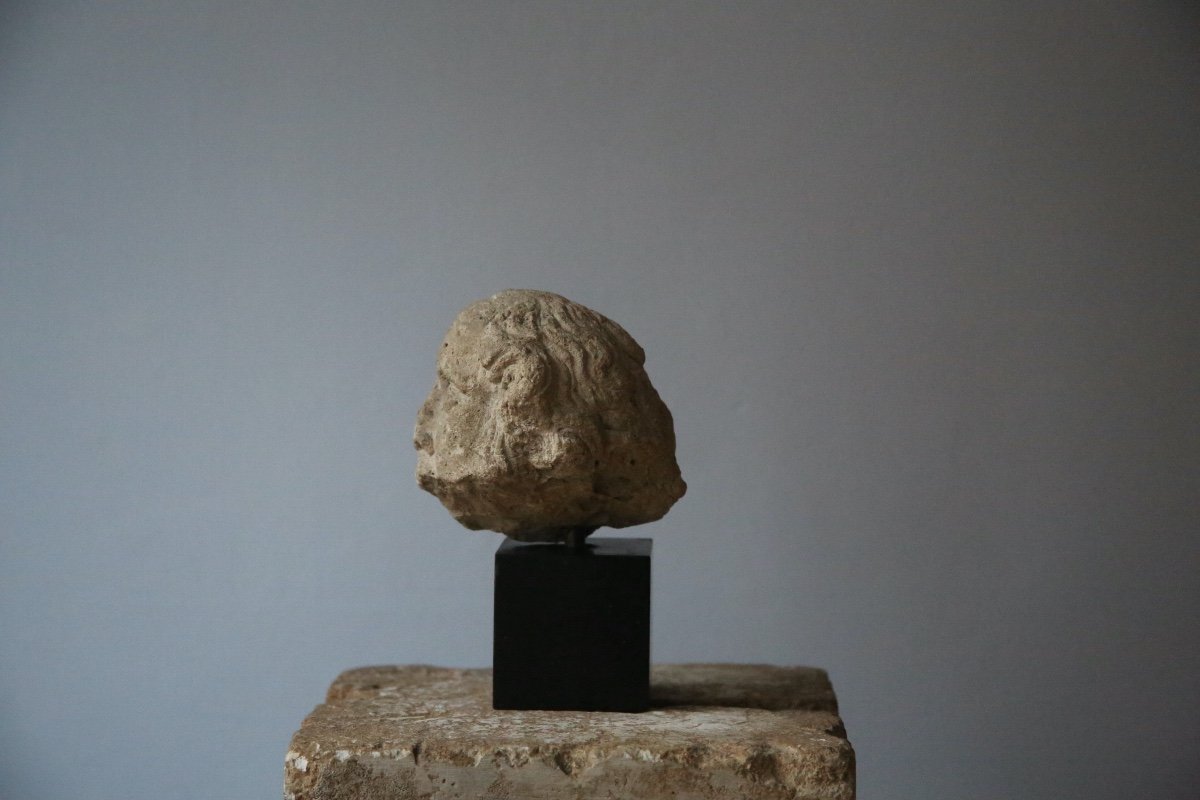 Carved Stone Head, XVth Century.-photo-4
